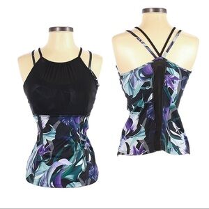 🌺 Balini Sports Mona V Back Floral Blue Active Tank Size XS NWT